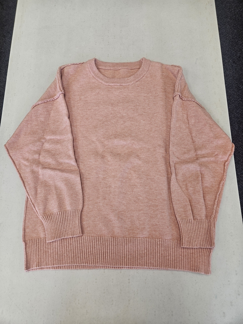 HALARA Blush Pink Ribbed Crew Sweater